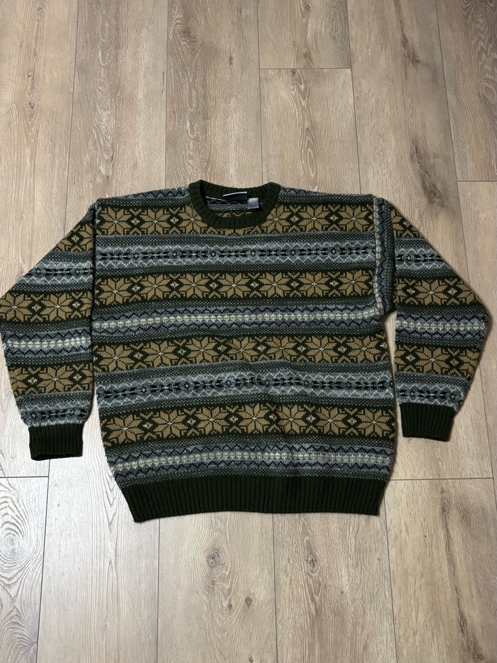 Vintage Farah Olive & Gray Fair Isle Crewneck Sweater